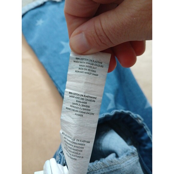 Nasty Gal Jeans Womens 6 Blue Star Bell Bottom Super Flare Raw Hem High Rise - Picture 6 of 8